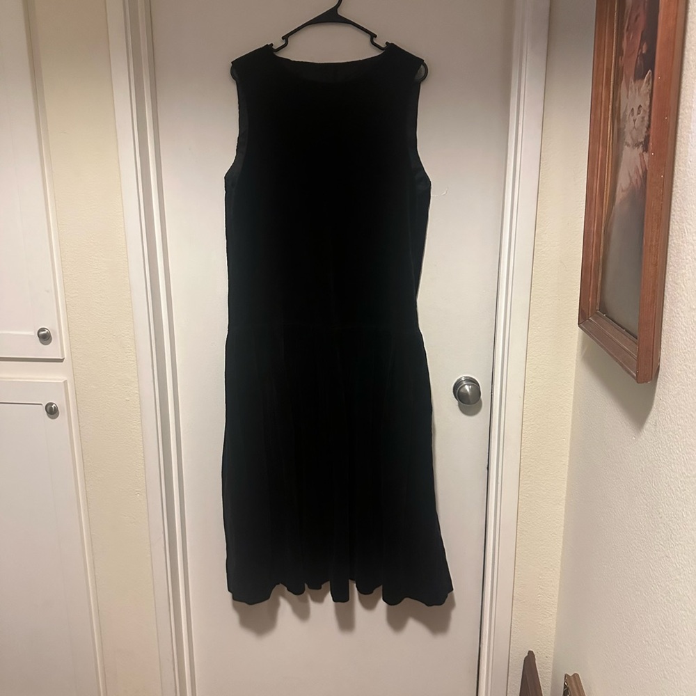 Vintage Laura Ashley 80s 90s Black Corduroy Drop Waist Dress size Large US 12